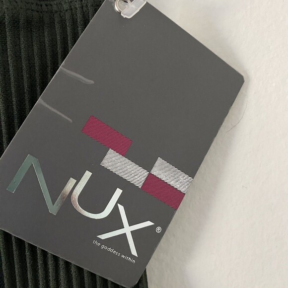 Nux Ribbed Green Compression Leggings Athleisure Size M Medium - Picture 5 of 7